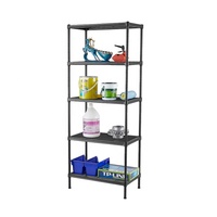 Étagère de rangement en métal réglable multi-usages à 3, 4 ou 5 niveaux en acier époxy noir pour la maison