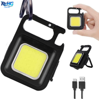 Senter Mini Gantungan Kunci COB Isi Ulang 500 Lumen dari Paduan Aluminium untuk Berkemah, 3 Mode Cahaya, Portabel
