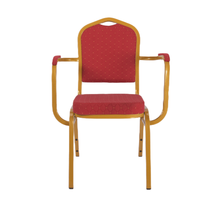 Chaise de banquet rembourrée en tissu avec accoudoirs pour mariage, hôtel, salle de réception (vente en gros)
