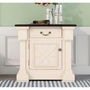 โต๊ะข้างเตียงไม้สไตล์แฮมป์ตันสมัยใหม่แบบลิ้นชักเดียวพร้อมมือจับโลหะ สำหรับห้องนอน ห้องนั่งเล่น ห้องรับประทานอาหาร หรือห้องครัว ตกแต่งบ้าน - Product Image 2