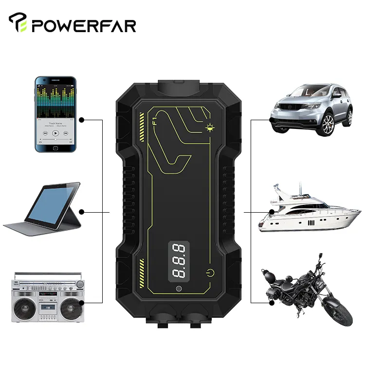 Fabrika toptan 12V car araba jumper pil paketi atlama marş ve 10000mah pil booster araba atlama marş