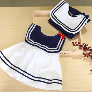 100% cotone di stile del blu marino del collare del marinaio senza maniche bambino di estate della ragazza <span class=keywords><strong>abiti</strong></span> per le ragazze - Product Image 1