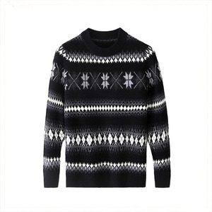 Oem bán buôn 100% len người đàn ông của mùa đông Áo len thời trang in cổ ấm áp thoải mái dệt kim áo len phía trước biểu tượng mô hình trang trí - Product Image 3