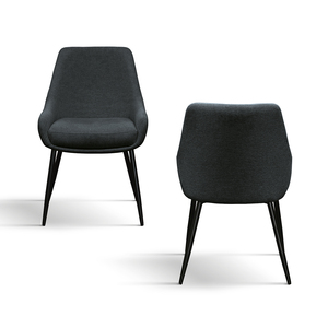 Ensemble de 2 chaises Gloria, revêtement en tissu anthracite, pieds en métal, chaise de salle à manger d'intérieur - Product Image 2