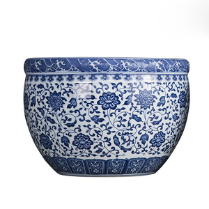 Pot de plantes à fleurs en céramique <span class=keywords><strong>bleu</strong></span> et blanc, table chaude, livraison gratuite - Product Image 6