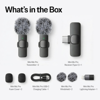 Microphone sans fil portable K9 à double micro avec réduction de bruit, mini microphone K9 anti-vent pour diffusion en direct en extérieur