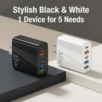 Pengisi Daya Ponsel Cepat 65W 5 Port PD QC3.0 Pengisi Daya Dinding Colokan US EU UK Grosir OEM ODM
