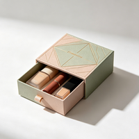 Boîte rigide coulissante en similicuir texturé floral personnalisée avec tiroir pour crème pour les mains, bijoux, coffret cadeau