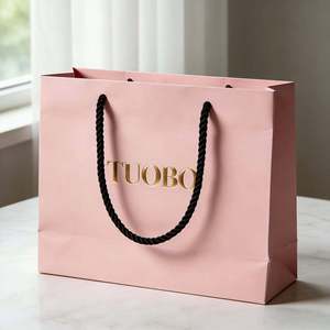 Custom Matte Black Kraft <b>Gift</b> <b>Bags</b> with Premium Handles Luxury Boutique Packaging Foil Pantone Logo Printing - Product Image 1
