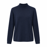 Pull en laine et nylon à col roulé pour femme, couleur unie, coupe régulière, manches longues, tricot d'automne