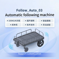 Chariot robotisé 4 roues motrices à suivi automatique pour entrepôt industriel, capacité de charge de 300 kg