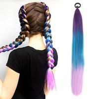 Extensions capillaires tressées en fibre haute température pour filles, 2 pièces, style queue de cheval, avec élastique, pour le marché transfrontalier Amérique-Europe
