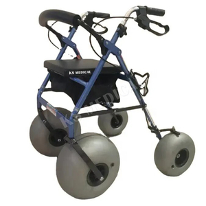 KSM-SW3 Premium <b>Folding</b> <b>Walker</b> Rollator for Beach Use Aluminum Frame with Large Sand Balloon Wheels OEM/ODM Available - Product Image 2