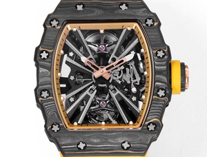 Fashion Waterproof <b>Watch</b> Skeleton Movement Carbon Fiber <b>Case</b> Yellow Rubber Strap Sports <b>Watch</b> Men's Mechanical Wristwatch - Product Image 2