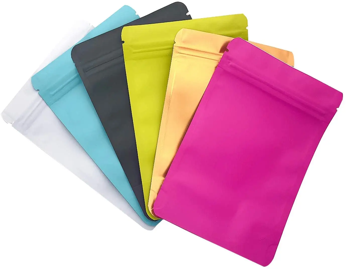 3.9x5.9 pouces couleurs assorties résistant aux odeurs feuille métallique Double face durable Mylar Doypack Mini sacs en aluminium à fermeture éclair