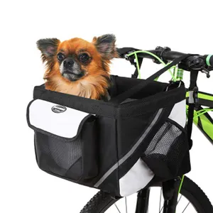 Foldable बाइक टोकरी नरम-पक्षीय वाहक कुत्तों और बिल्लियों के लिए बड़ी जेब के साथ पालतू यात्रा बैग कुत्ते साइकिल की टोकरी वाहक