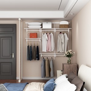 Scaffale in filo metallico con asta per collegamento a armadio, organizer per armadio - Product Image 2