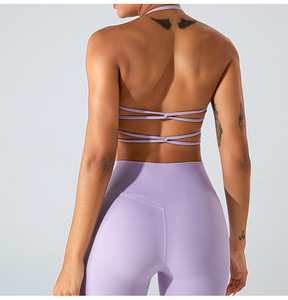 Wholesale Women Square Neck Yoga Bra Halter Multi Cross Strappy <b>Back</b> Removable Pad Sports Bra <b>Low</b> Impact Athletic Crop <b>Top</b> - Product Image 1