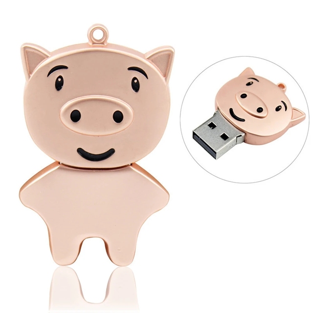 Cute Funny Pig USB Flash Drive 4GB 2GB 1GB 2.0 Metal Swine Pen Drive 8GB 16GB 32GB 64GB 3.0 Rose Gold Hog USB Memory Stick