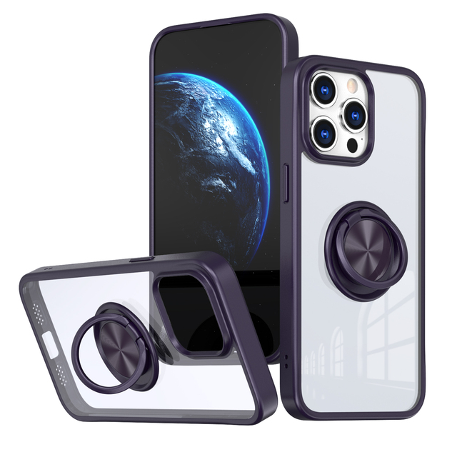2 in 1 Shockproof Phone case for iPhone 15 14 13 12 Pro Max Transparent Cell Phone Covers with Ring Bracket