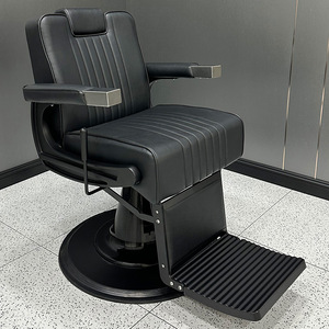 Fauteuil de Barbier Professionnel Rétro QuMeng Robuste Tout Noir, Chaise de Coiffure de Luxe pour Salon de Coiffure, Prix de Gros - Product Image 5