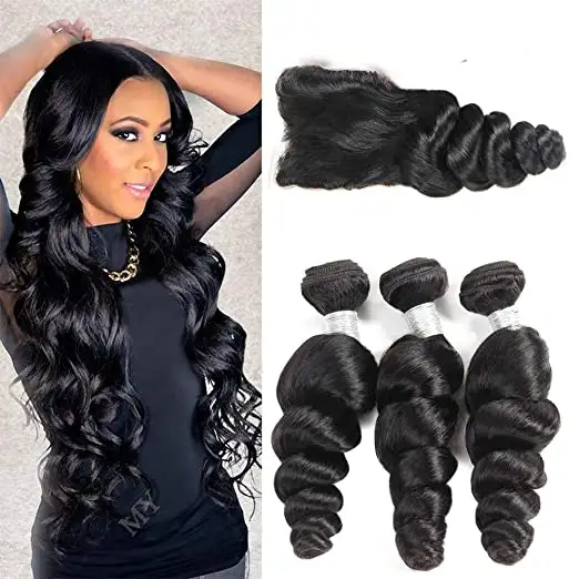 Loose Wave Bundles Human Hair Extensions 100% Unprocessed Brazilian Virgin Hair Weave Weft 3 Bundles Natural Black