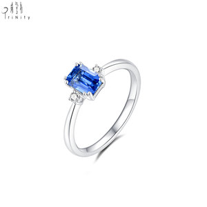 Nuevos Productos al por Mayor, Joyería Fina, Anillo de Diamantes Naturales, Conjunto de Joyería de Zafiro Real, Anillo de Zafiro Natural en Oro Blanco Sólido de 18K - Product Image 2