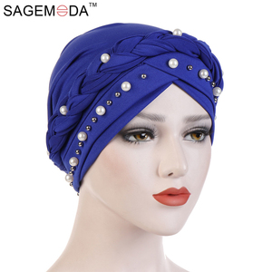 All'ingrosso moda perle Chiffon Hijab velo treccia nodo donne <span class=keywords><strong>musulmano</strong></span> cappelli turbante Hijab - Product Image 2