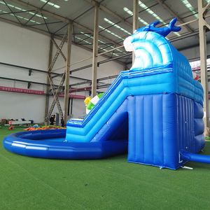 WINSUN Backyard <b>Water</b> Park Shark Theme <b>Inflatable</b> <b>Water</b> <b>Slide</b> Dual Lane Pool for Kids Adults Heavy Duty PVC Summer Party Play - Product Image 4