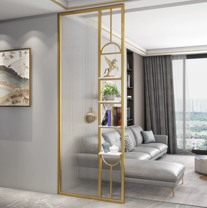 Changhong Simple moderno de acero inoxidable respetuoso con el medio ambiente estante decorativo Modular de acero inoxidable Pantalla de vidrio partición sala de estar - Product Image 2