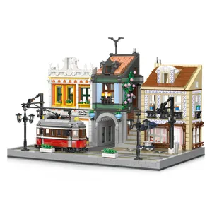 JieStar 89132 MOC The Lisbon Tram Model City House Assembly Kit Building Modular Blocks Bricks Kids Christmas Toys