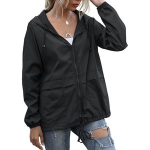 Impermeable Ligero para Mujer, Chaqueta Cortavientos con Capucha y Bolsillos, de Poliéster, para Senderismo y Viajes al Aire Libre - Product Image 2