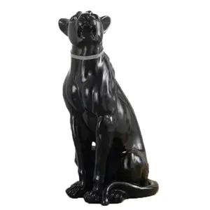 3D Big Black 28" Fiberglass Leopard Sculpture Garden Decoration Animal Figurines Gorilla Statues Tiger Lion Wolf Garden Statues