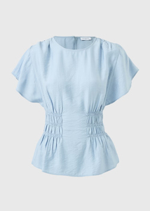 <b>Light</b> Blue Logo Cinched Waist Loose Fit Polyester Anti-Wrinkle Nautical Style Blouse - Product Image 3