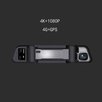 4G GPS 9.66 Inci Hitam Dual Lensa Kamera DVR Mobil Cermin Dash Cam Depan/Belakang 4K+1080P HD Layar Sentuh Penglihatan Malam WiFi Tahan Air 1 Tahun