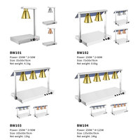 Station de lampe de réchauffement alimentaire en acier inoxydable Lampe de réchauffement alimentaire infrarouge Chauffage bidirectionnel haut et bas pour buffet Double tête