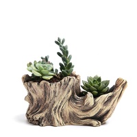 Maceta de hormigón multicapa con tronco artificial y madera flotante para suculentas, estilo pastoral, para interior, venta al por mayor