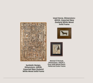 Stampa su Tela Astratta <span class=keywords><strong>con</strong></span> Griglia Geometrica, Disegno a Linee Simbolico, Decorazione Murale in Tonalità Neutre - Product Image 3