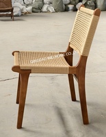 Usine de gros cadre en bois massif tissé papier cordon siège rotin chaise de salle à manger pour la maison Restaurant café