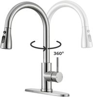 Robinet de cuisine avec douchette extractible, monocommande à arc haute, 2 modes de pulvérisation, mitigeur eau chaude et froide, pour évier de ferme, camping-car ou bar