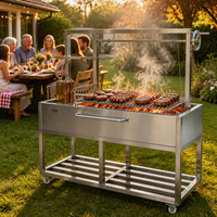 Barbecue au charbon de bois Santa Maria de style argentin avec brasero latéral en acier inoxydable