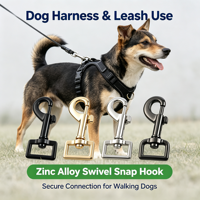 Mousqueton pivotant en alliage de zinc à rotation 360° pour sac, ceinture, laisse de chien et accessoires