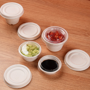 Gobelet à condiments rond biodégradable compostable avec couvercle pour pique-nique 20-40 pièces - Product Image 1