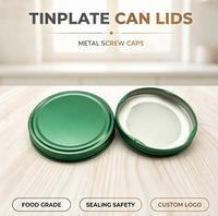 Tapas Metálicas de Hojalata de Grado Alimenticio de 53 mm, Libres de BPA, Suministro Directo de Fábrica, Tamaño, Color y Diseño Personalizables, a Prueba de Fugas