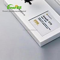 Support d'affichage pour montre connectée, design minimaliste moderne, blanc, avec emplacement pour carte d'information, vitrine pour montres en magasin