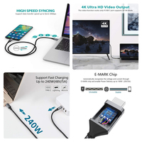 Nouveauté Nylon 48V 5A PD 3.1 USB C vers USB C 1m 2m 3m 5m téléphone portable 3.2 USB PVC 240W 20Gbps Type-C câble de données de charge rapide