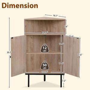 Meuble d'angle 4 niveaux en rotin et MDF naturel, style bohème, gain de place, pour salon, maison, appartement, hôtel - MOQ 300 - Product Image 4