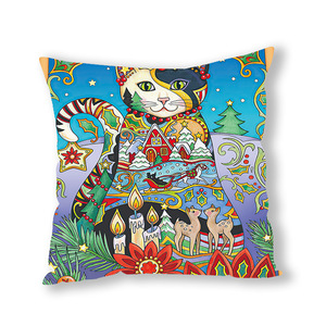 Gran <span class=keywords><strong>oferta</strong></span> 2025, <span class=keywords><strong>funda</strong></span> de almohada con estampado de gato de estilo de pintura al óleo de felpa, <span class=keywords><strong>funda</strong></span> nórdica abstracta para sofá y coche - Product Image 5