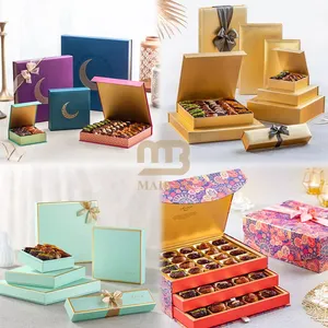 Special Design With Eid Mubarak Chocolate Package Islamic Favor Baklava Ramadan Kareem Gift Muslim Holiday Gift Chocolate Box