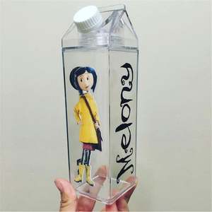 New Design <b>Flat</b> Square Transparent Colored <b>Water</b> <b>Bottle</b> Portable Travel <b>Bottles</b> With Milk Carton Shape for Sports Camping - Product Image 1